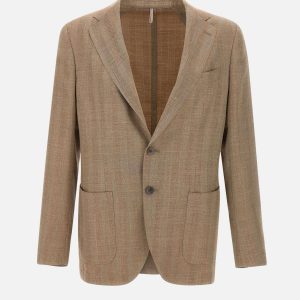 Blazer in lana, seta e lino