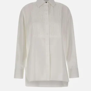 Camicia over in cotone con dettaglio plissé