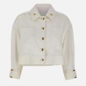 Caban in gabardina con bottoni gioiello