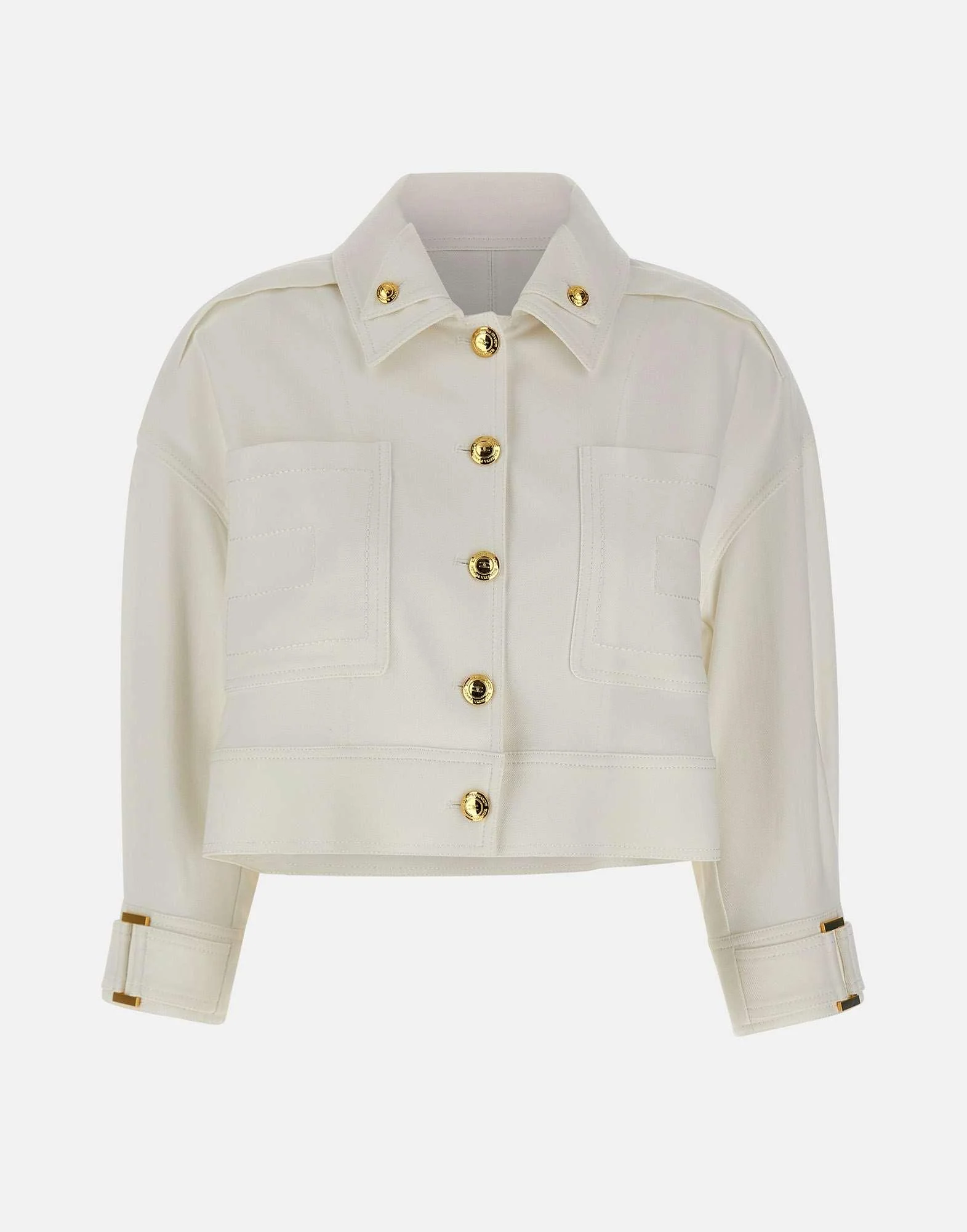 Caban in gabardina con bottoni gioiello