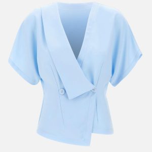 Top in crêpe con scollo a V