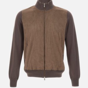 Giacca in cotone e alcantara