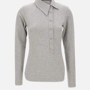 Polo asimmetrica grigio melange