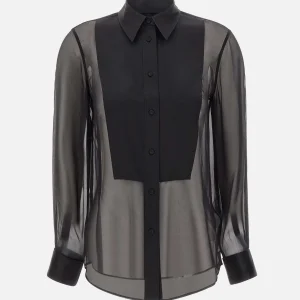 "Sheer Silk tuxedo shirt"
