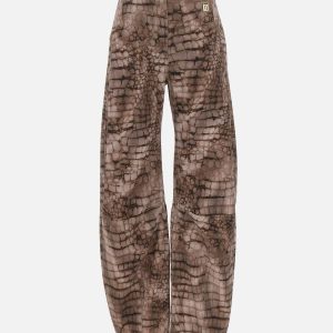 Jeans in drill con stampa alligatore