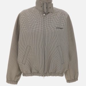 Giacca bomber pied de poule con fibbia e zip