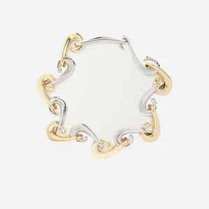 "New organic necklace with alternating gold and silver links"