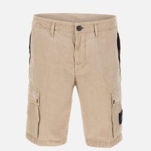 Shorts in tela di cotone biologico spazzolato effetto "old"