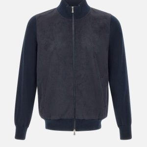 Giacca in cotone e alcantara