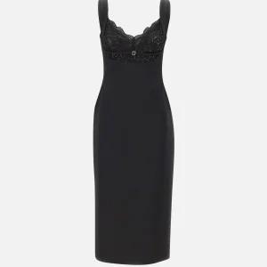 Abito midi con inserti in pizzo