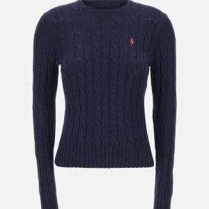 Maglia a girocollo in cotone a trecce