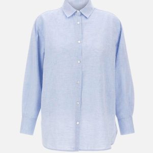 Camicia "Boyfriend" in misto cotone e lino
