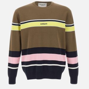 Maglia girocollo con righe e logo