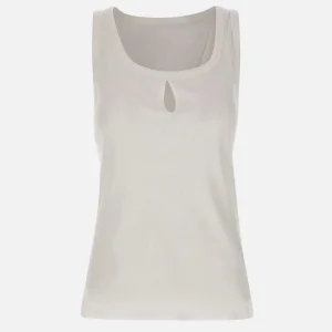 Top in misto cotone e lino