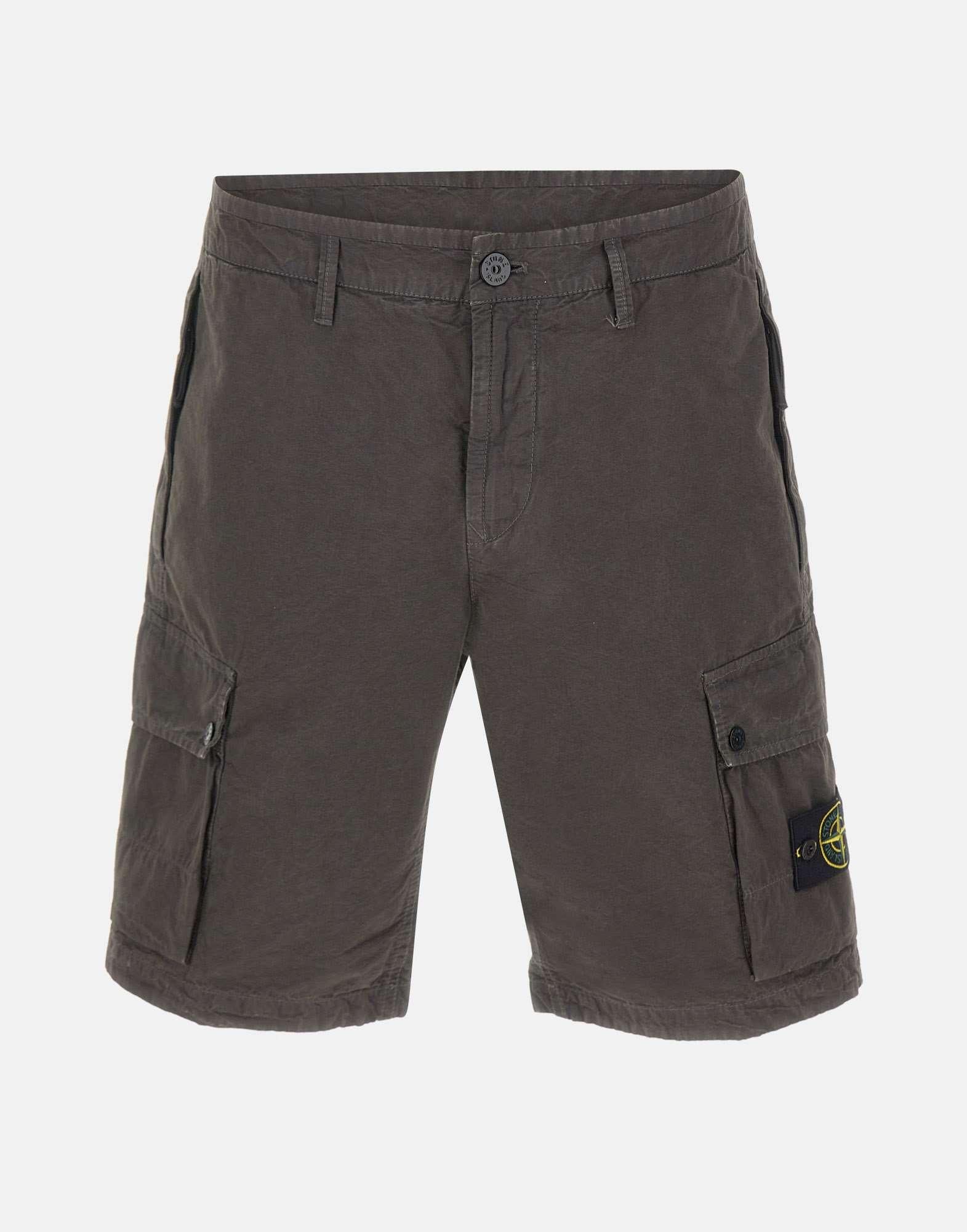 Shorts in tela di cotone biologico spazzolato effetto "old"