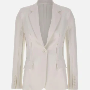 Giacca in doppio crêpe stretch con motivi a taglio vivo