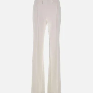 Pantaloni in doppio crêpe stretch con logo ricamato