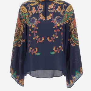 Blusa in seta con stampa paisley floreale