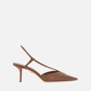 Slingback in tela effetto rafia