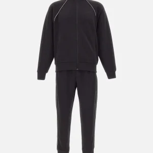 Tuta sportiva in misto cotone con profili a contrasto