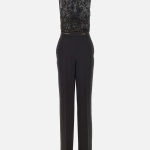 Tuta in crêpe con ricami