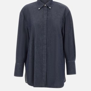 Camicia in cotone effetto denim