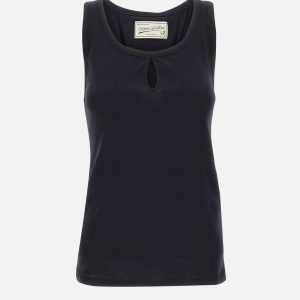 Top in misto cotone e lino