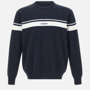 Maglia girocollo con righe e logo