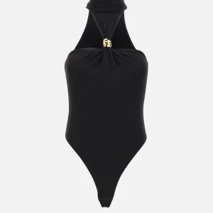 Body in jersey crêpe con dettaglio gioiello