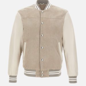 Giacca bomber in pelle scamosciata
