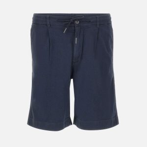 Shorts in misto lino e cotone con pinces