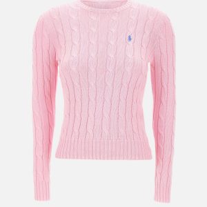 Maglia a girocollo in cotone a trecce