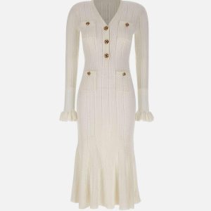 Abito midi in maglia traforata